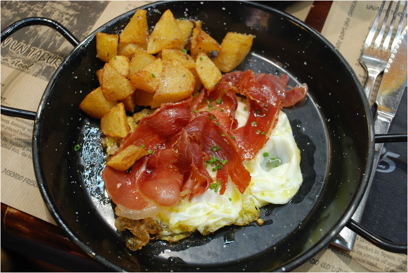 breakfast potato eggs and bacon image